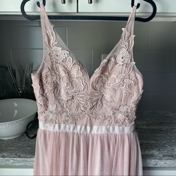 💥SOLD💥 Pink Lace Floral Dress Bridesmaid Formal Prom size small - Picture 2 of 3